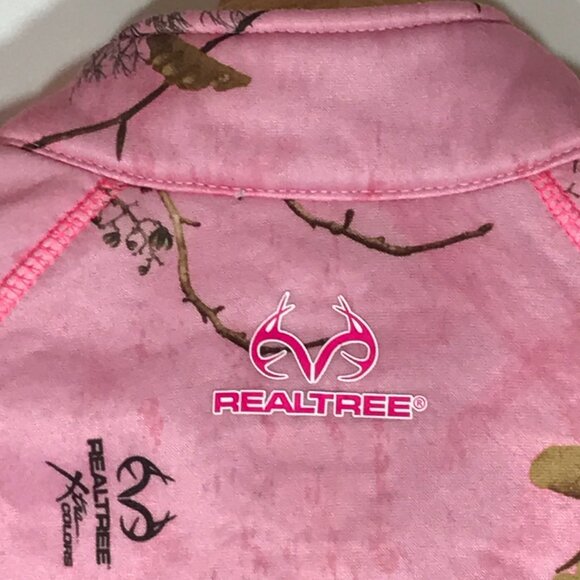 Realtree Women's Medium (8-10) Pink 1/4 Zip Pullover Ragland Long Sleeve Jacket - Picture 5 of 8